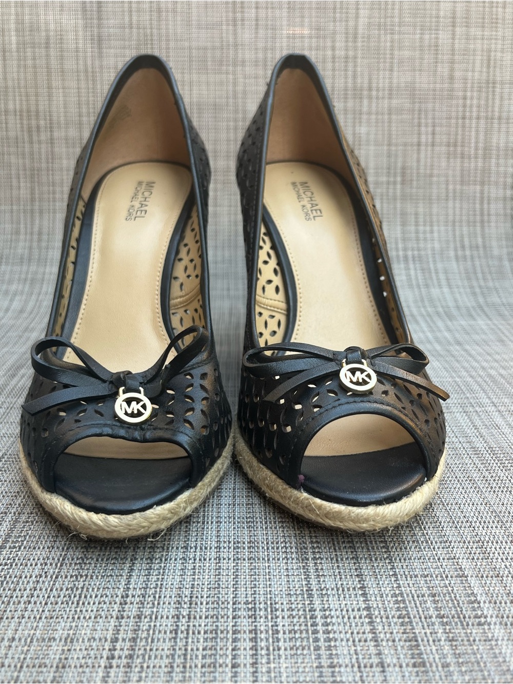 NWOT Michael Kors Black Wedge Open Toe shoes - Picture 2 of 11